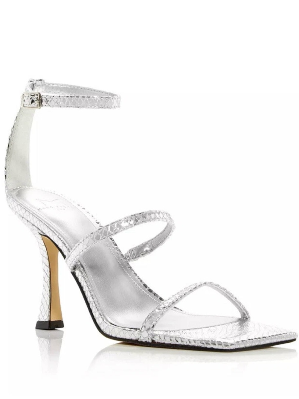 Marc Fisher Dalida Silver Metallic Strappy High Heel Sandals NEW size 10